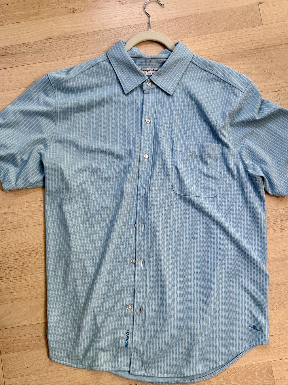 Tommy Bahama Blue Pinstripe Short-Sleeve Button-Down Shirt